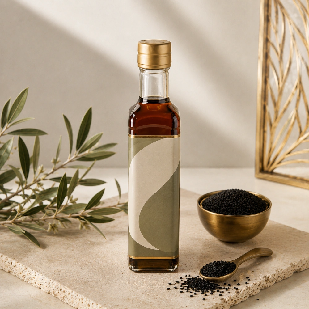 Black seed oil bottle